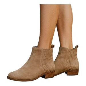 Korks Cutler Chelsea Ankle Boot Suede Leather Taupe sz 9.5 Comfort Gore Booties